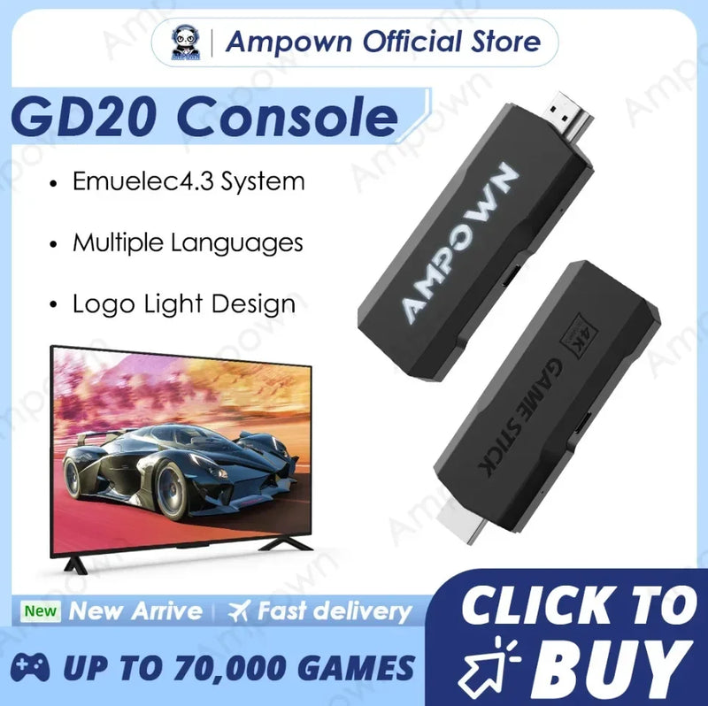GD20 Game Stick X2 Video Game Console 70K Games Emuelec 4.3 CPU Aigame 905M Wireless Controller 4K HD Retro Games for PS1 N64