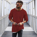 2023 Spring Men's Casual Solid Color Fashion Knitted Shirt O Neck Long Sleeve Knit Pullover Loose Soft Sweater Coats Men Tops