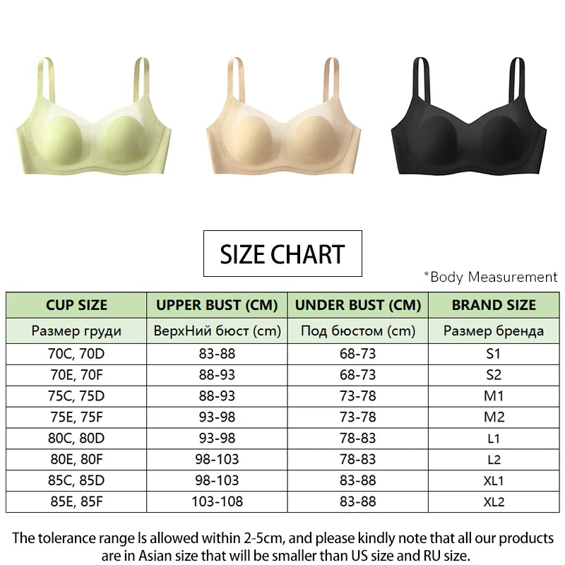 SUJIIN Wireless Bra for Big Breasts Women Push Up Full-Coverage Large Size Bra Ladies Seamless Comfort Smoothing Bralettes MX313
