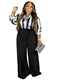 Wmstar Plus Size Women 2 Piece Clothes Print High Waist Long Sleeve Top Wide Leg Fashion Office Lady Casual Matching Pants Sets