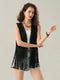 Women s Tassel Sleeveless Vest Rivet Open Front Sleeveless Long Jacket Hippie Streetwear