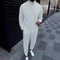 Spring and autumn men's cotton and linen lapel comfortable casual shirt set fashion long sleeve cargo pants solid color two-piec