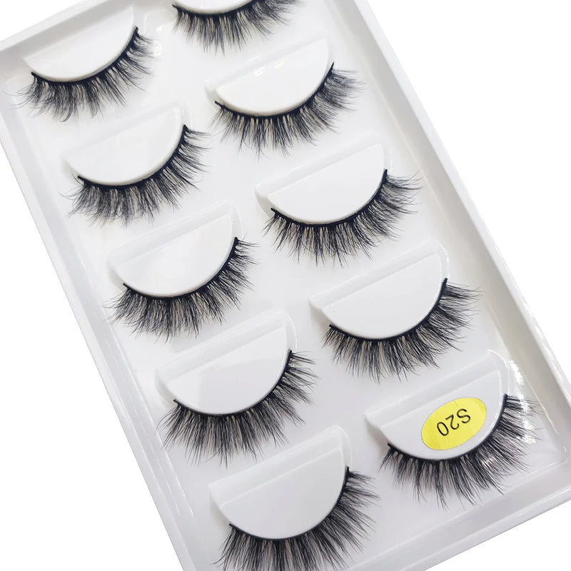 New 5 Pairs Natural 3D False Eyelashes Makeup Mink Eyelash Fake Eye Lashes Faux Cils Make Up Beauty Maquillaje Tools H13 Cat