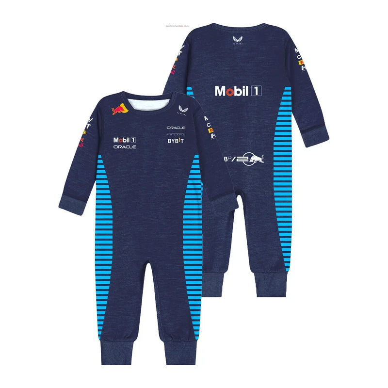 2024 F1 Racing Competition Baby Enthusiast Cycling Jumpsuit Hot Selling MAX VERSTAPPEN Baby Boy Girl Clothing Bull Crawling Suit