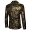 QJ Cinga Brand Mens Two Piece, Gold Printed Blazer with Black Trousers, Red Silver Men Sets, Party/Stage Performance Costumes
