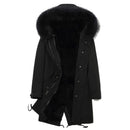 2022 Winter Trendy Men High Quality Faux Fur Liner Parka Elegant Imitation Fox Hair Hooded Long Coat Fashion Luxury Jackets