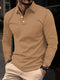 Classic men's simple solid color lapel POLO shirts Spring autumn business leisure outdoor travel friends party long sleeve tops