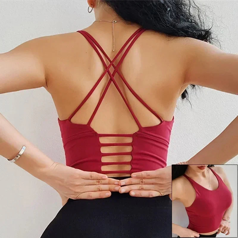Cloud Hide Sexy Back Sports Bra Women Yoga Crop Top Home Fitness Workout Underwear Dancing Vest Plus Size Running Cycling Shirt