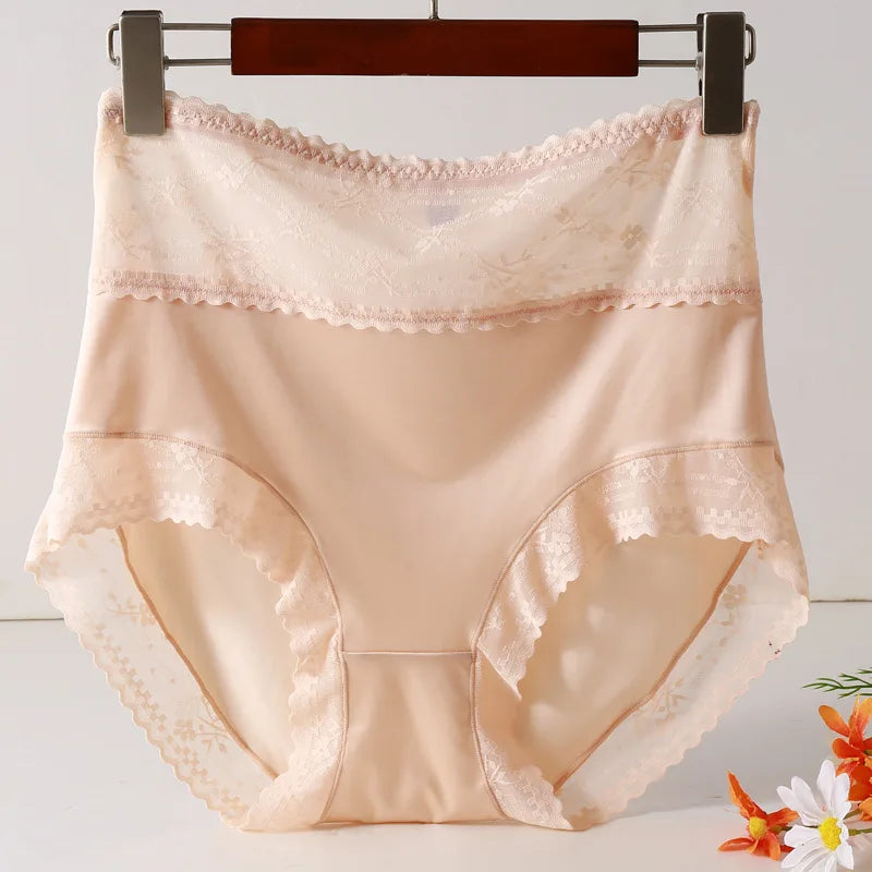 Plus Size Satin Panties Women's New Sexy High Quality Satin Transparent Mesh Women Underwear No Trace Big Briefs Large Sizes