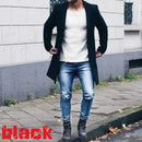2023 Autumn/Winter New Solid Color Men's Mid length Woolen Coat Slim Fit Large Single breasted Windbreaker