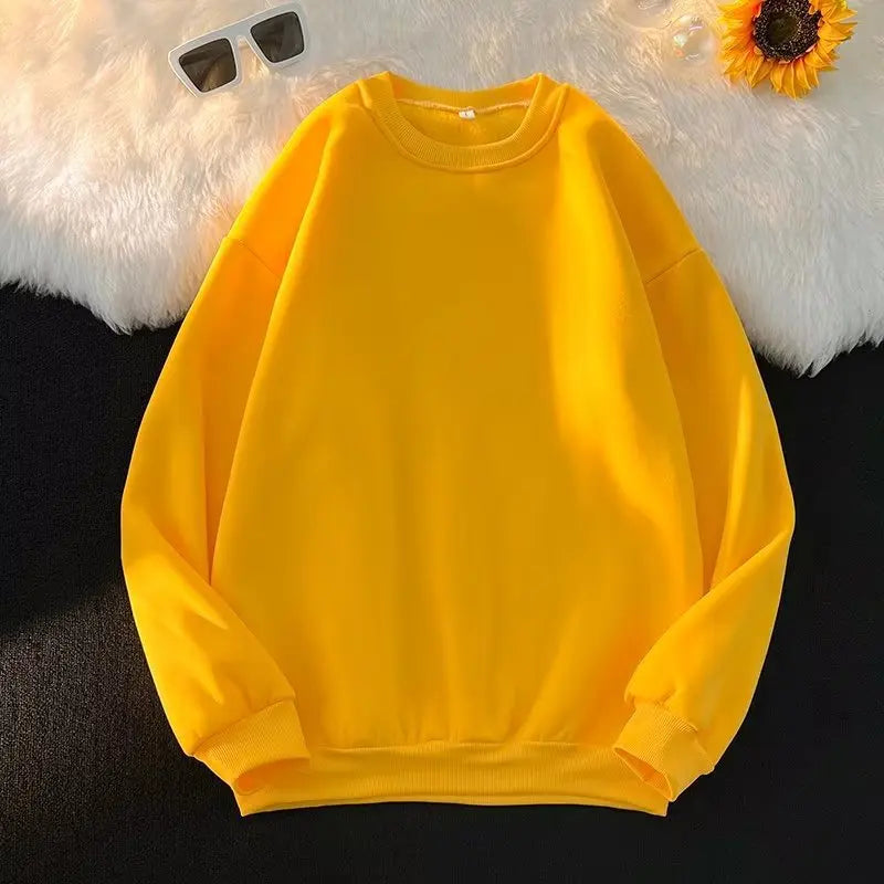 Autumn And Winter Round Neck Plush Warm Pullover Sweater With Customized Printed Logo For Men And Women'S Solid Color Casual Top