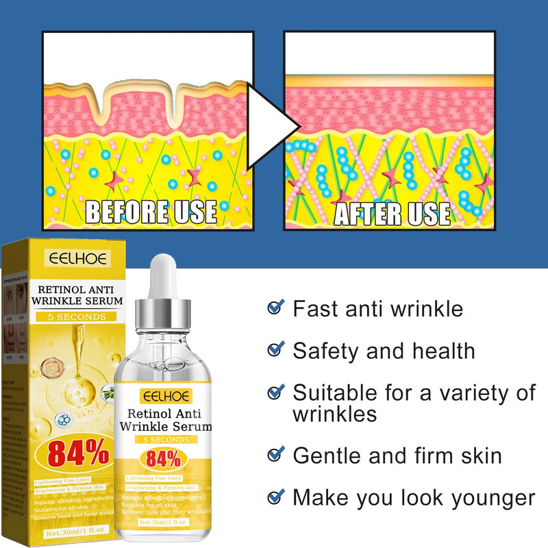 Retinol Instant Wrinkle Remover Face Serum Lifting Firming Anti Aging Fade Fine Lines Whitening Moisturizing Skin Care Cosmetics