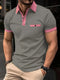 New men's plaid solid color casual short sleeve POLO shirt men's large size summer men thin solid color short sleeve