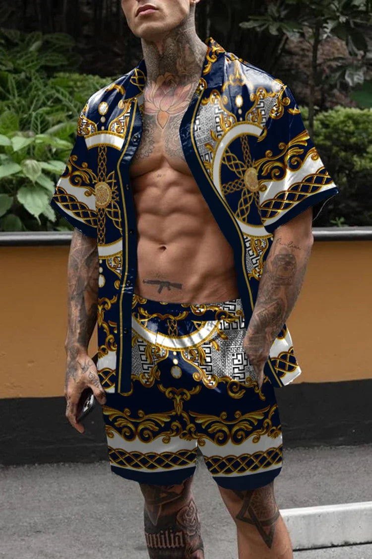 Hot Hawaiian Set Mens Printing Set Short Sleeve Summer Casual Floral Shirt Beach Two Piece Suit 2022 New Fashion Men Sets