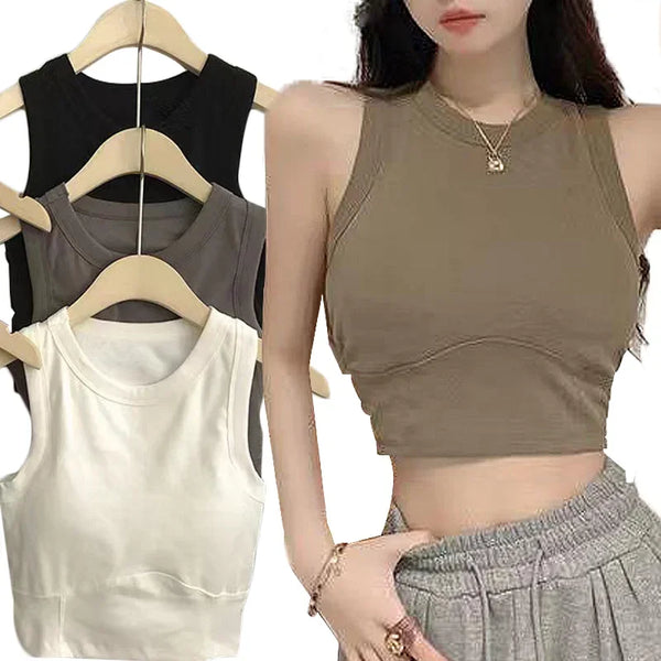 Fashion Uniform Color Tanks Camisole Clothing Sexy Waistcoat for Women Sports No Steel Ring Chest Pad Yoga Vest Nylon Underwaist