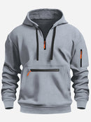 2024 Men's Hooded Sweater Leisure Sports Pullover Retro Harajuku Long Sleeve Zipper Multi-pocket Casual Loose Coat Street Wear