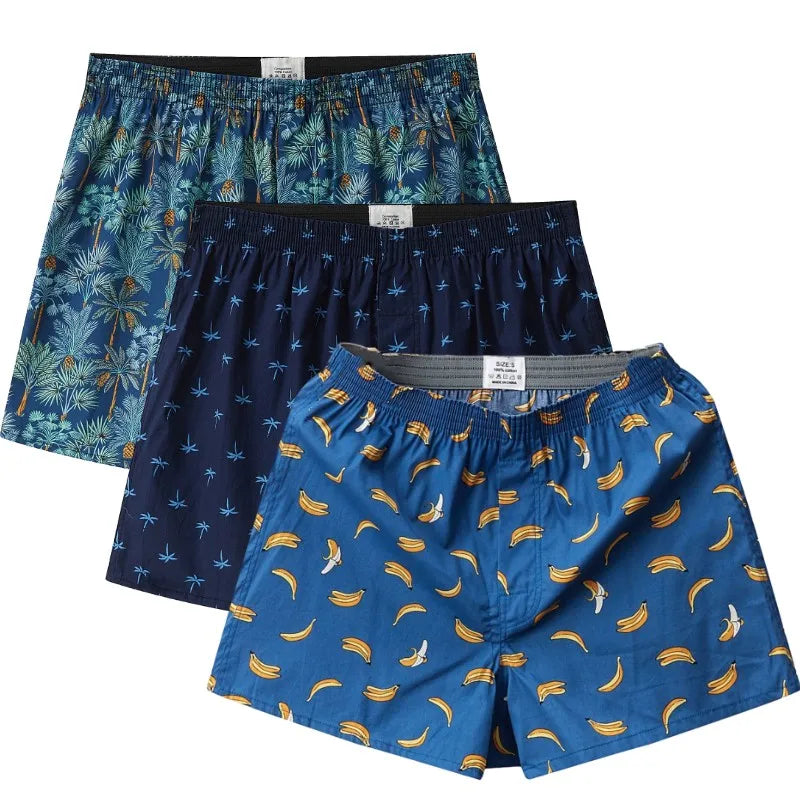 3-4Pcs Cotton Mens Boxers Shorts Loose Sleep Underpants High Quality Printed Casual Panties Comfortable Homewear Men Underwear