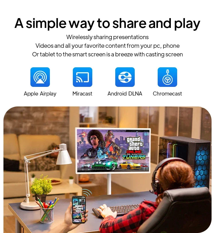 smart tv 21.5 inch Android Smart Gaming Monitor Touch Screen Rotatable WIFI Floor Standing Smart  Work Studying Workout mini TV