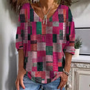 Autumn New Fashion Long-Sleeved Women's T-Shirt Top V-Neck Casual Loose Streaks Printed Streetwear Women Pullover T Shirts