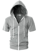 New 2025 Men's Casual Sweatshirts Short Sleeve Hoodies Jacket Solid Slim Zip Man Sport Tops Comfotable Outdoor Clothes for Men