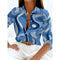 Women's Fashionable New Long-Sleeved Shirt 3d Stripe Print Single-Breasted Shirt Tops Autumn Comfortable Button Shirts Plus Size