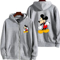 2024 New Mickey Mouse Men Zip Up Hoodie Jacket Fashion Spring Autumn Black Women Sweatshirt Cartoon Anime Couple Clothes Coats