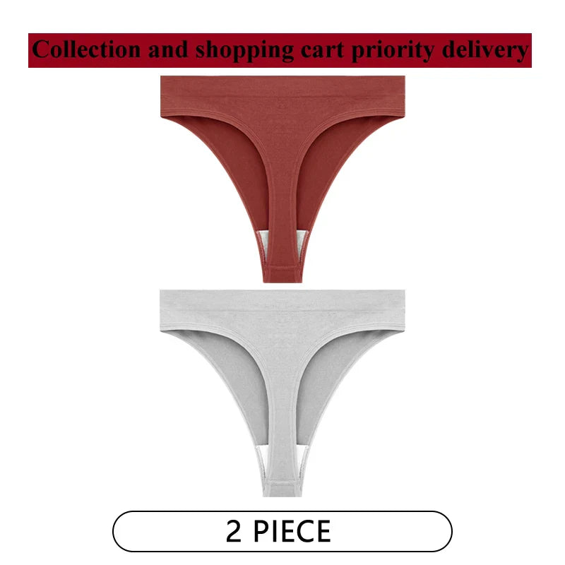 CINOON 2Pcs/Lot Women Sexy 5 Color Panties Low-waist Comfort Underwear G String Thong Breathable Lingerie Temptation Intimates