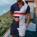 Fashion Summer Men's Tracksuit Short Sleeve Polo Shirt Set Coconut Tree 3D Print Clothing 2 Pieces Casual Suit Streetwear Outfit