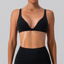 Women Soft Slimming Shockproof Quick Dry Supportive V Neck Running Bra Gym Sports Running Fitness Yoga Bra
