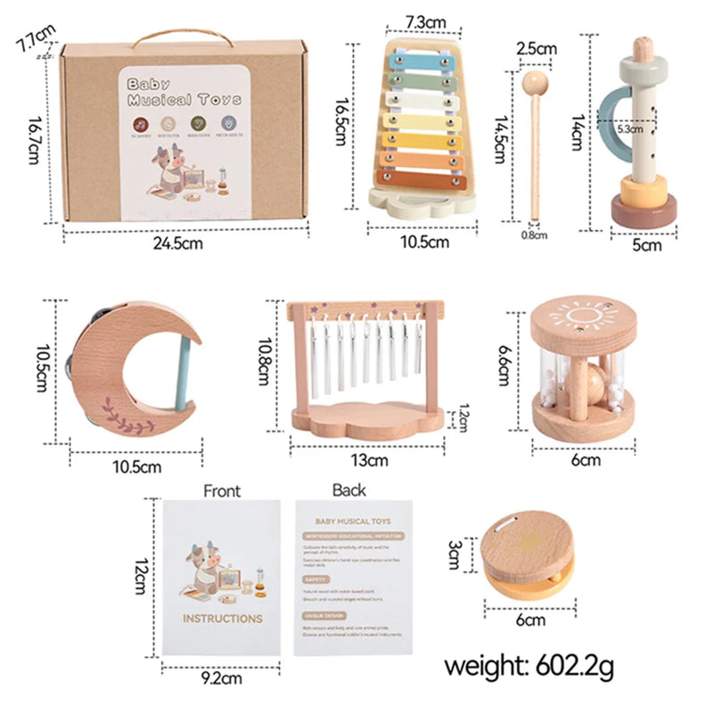 Children Montessori Instruments Toys Wooden Parent-child Interaction Puzzle Early Education Sound Cognition Music Festival Gifts