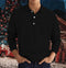 2024 Autumn leisure Home long Sleeve top Fashion Men's solid color lapel Men's POLO Shirt