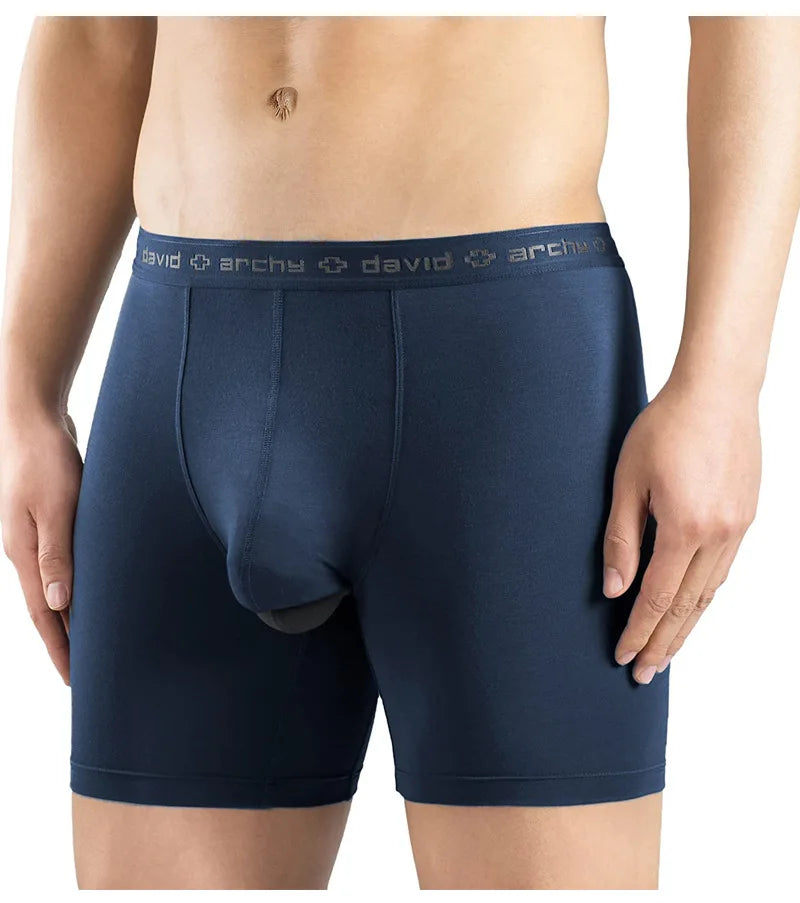 DAVID ARCHY Mens Underwear Modal Pouches Boxer Briefs with Fly Soft Breathable Dual Pouch Mens Boxers Fitness Sweatpants Quick