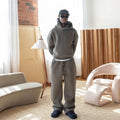 2025 European and American casual simple couple fashion hooded sweatshirt solid color loose sweatshirt sweatpants