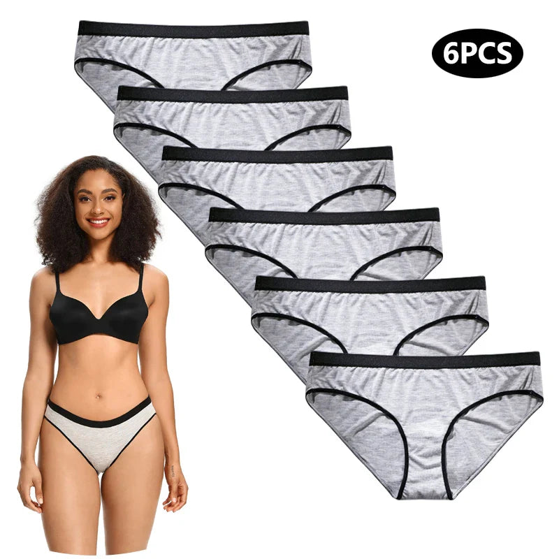 6pcs Women's Panties Sexy Underwear Women Briefs Brazilian Lingerie High Waist Female Underpants Plus Size