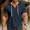 Men's New Summer Trend Hoodie Slim Fit Comfortable Short Sleeve High Quality Casual Classic Drawstring Hooded Pullover T-Shirt T