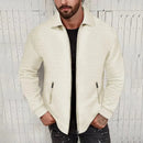 2024 European and American Waffle Long Sleeved Zippered Men's Jacket High Street Casual Men's Autumn Jacket