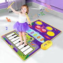 Baby Musical Piano Drum Play Mat 2 in 1 for Kids Toddlers Floor Keyboard Dance Mat with Sounds Baby Toy Music Blanket