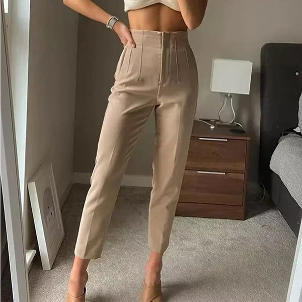 TRAF Ladies Pants Office Wear Black Pink White Pants for Women Fashion High waist Formal Pants Office outfits Pencil Trousers