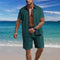 2025 summer men's beach light casual fashion city everything lapel button color shirt short-sleeved shorts set