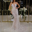 New Women's Clothing Europe America Foreign Trade Sexy V-Neck Silver-Color Long Dress Ebay Amazon Cross-Border Style
