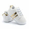 Baby Shoes Newborn Boys Sneaker Girls Two Striped First Walkers Kids Toddlers Lace Up PU Leather Soft Soles Sneakers 0-18 Months