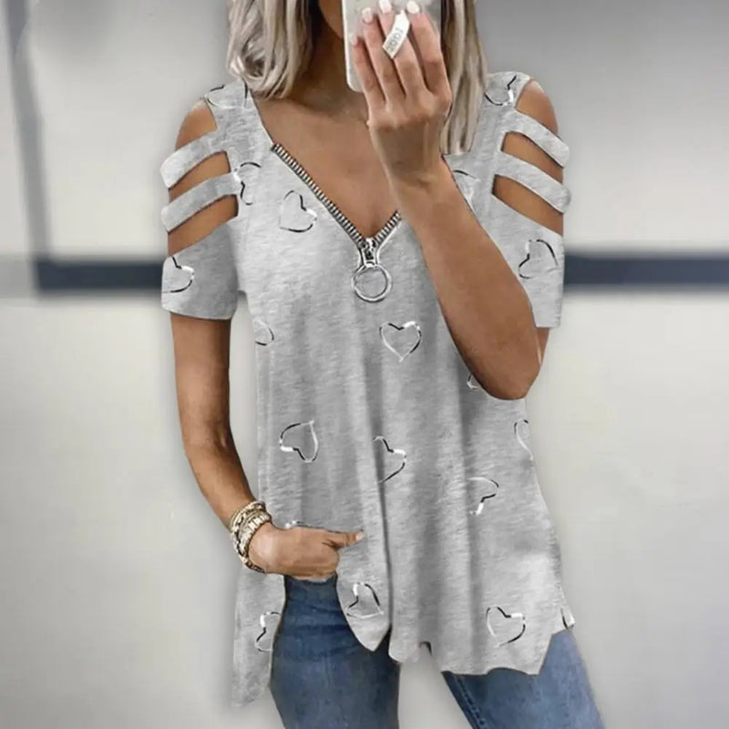 Women Blouse Sexy Breathable Lady Summer T-shirt Soft Summer Blouse Plus Size Lady Summer Top Lady Garment