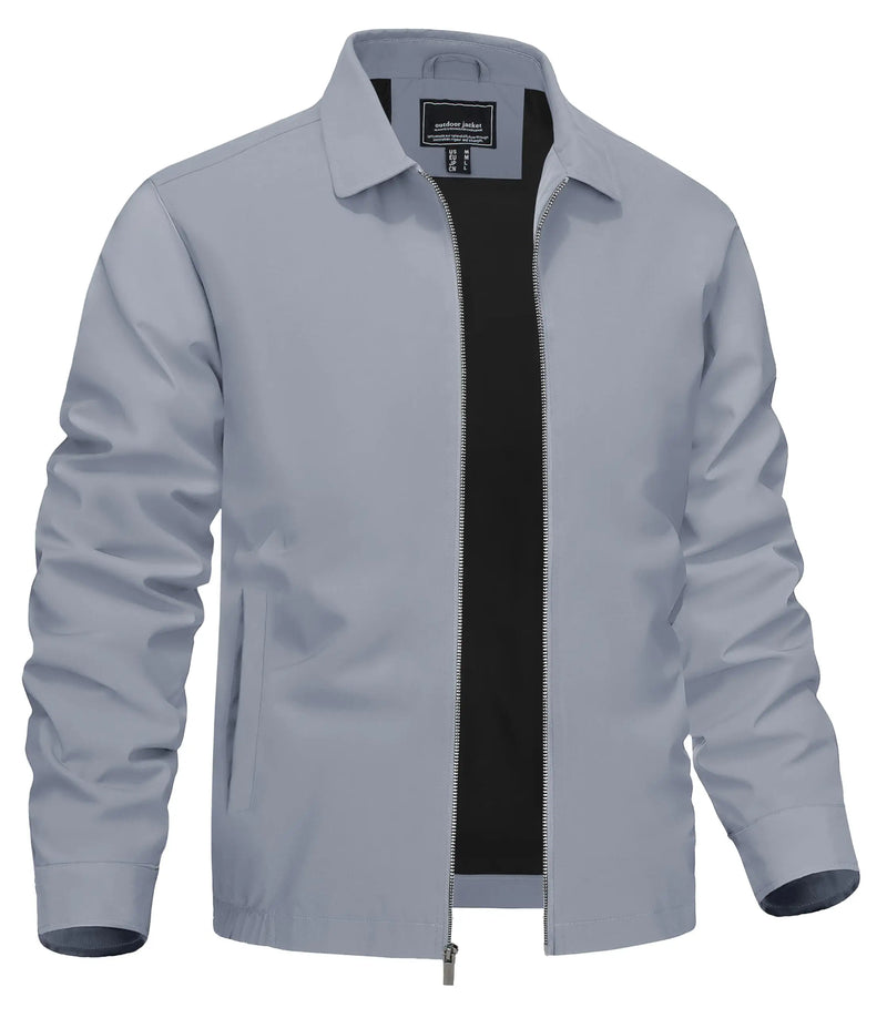 TACVASEN Lightweight Work Jackets Mens Classic Tunic Style Zipper Pockets Bomber Jackets Full Zip Spring Fall Jacket Outwear