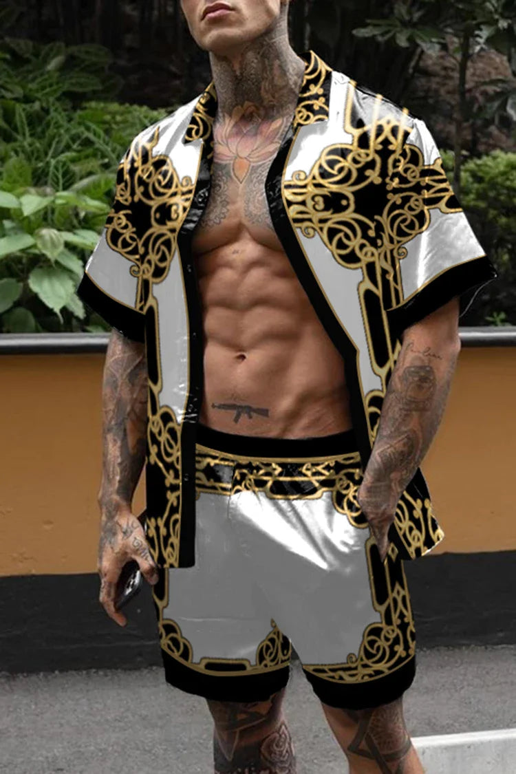 Hot Hawaiian Set Mens Printing Set Short Sleeve Summer Casual Floral Shirt Beach Two Piece Suit 2022 New Fashion Men Sets