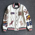European and American Fashion Letter Embroidered Jackets Unisex Couple Contrasting Color Y2K Hip Hop Loose Leather Jackets Men