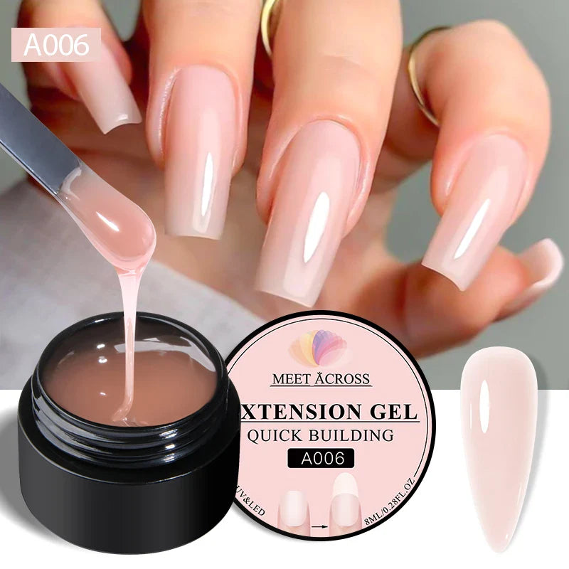 MEET ACROSS 8ml Aurora Extension Nail Gel Polish Glitter Sparkling Nail Art Semi Permanent Building Gel For Nails Manicure