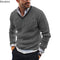 New2025 Men's Winter Knitted Sweater V-Neck Knitted Pullovers Club Party Solid Slim Warm Knitwear Sweaters  Male Streetwear Tops