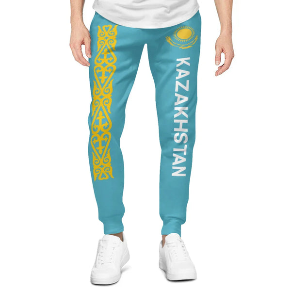 2025 Kazakhstan Flag Mens Sweatpants with Pockets Joggers for Men Sports Casual Sweat Pants With Drawstring