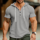 Men's New Summer Trend Hoodie Slim Fit Comfortable Short Sleeve High Quality Casual Classic Drawstring Hooded Pullover T-Shirt T