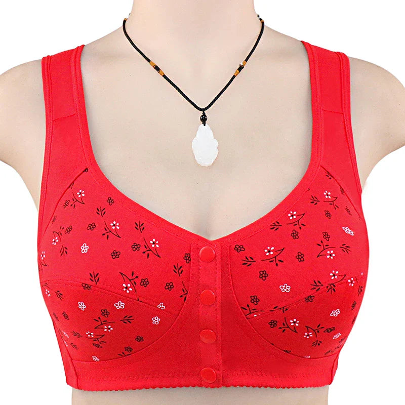 Comfortable Cotton Bras For Women Wireless Bra Front Closure Underwear Soft Lingerie Large Bust